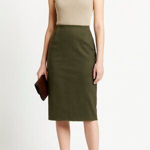 Tomas Maier Raw Edge Pencil Skirt Olive 4
